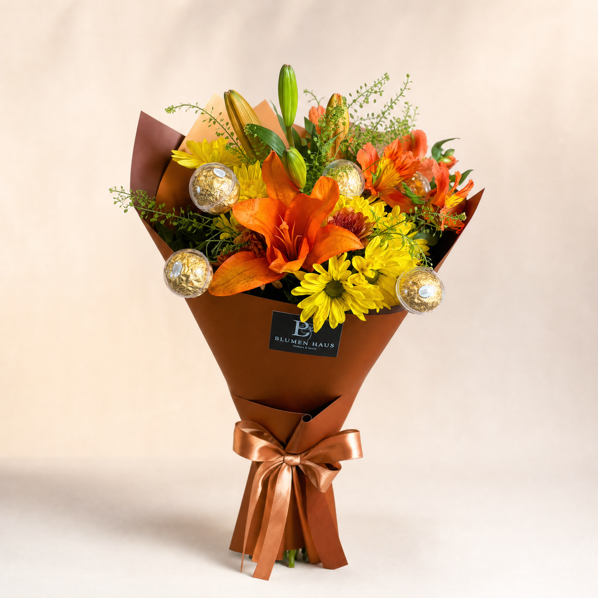 Ramo Mix Flores 7 Varas + 6 Ferrero Rocher